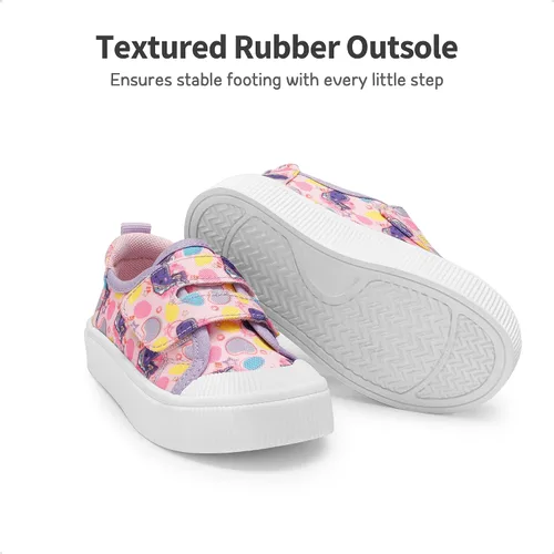 Miniatura 4 de DREAM PAIRS Zapatos deportivos de lona de dibujos animados para niños y niñas, zapatos de lona con gancho y bucles, zapatos casuales para caminar
