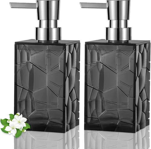Dispensador de Jabón de Manos, Botellas de Bomba Líquida de Plástico Acrílico Transparente Recargables Dispensador de Loción para Decoración de Baño