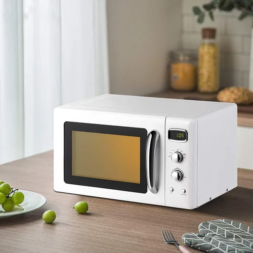 Miniatura 8 de Moccha - Horno microondas grande de 0.9 pies cúbicos, microondas retro de 900 vatios con bloqueo de seguridad para niños, función de descongelación