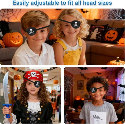 Miniatura 5 de 2 parches de ojo pirata 3D, parches médicos suaves, parches ajustables para ojos perezosos para ambliopía para ojos izquierdos o derechos (negro)