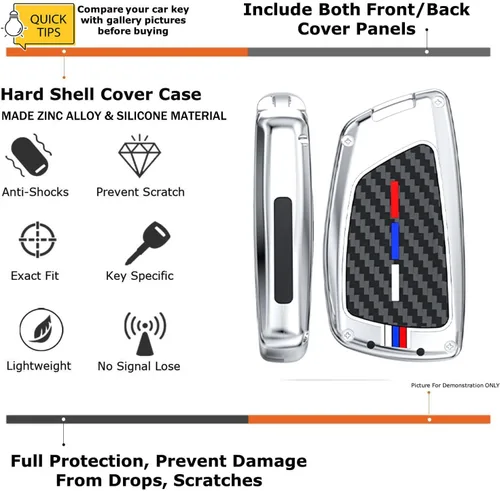 Miniatura 8 de Funda para llave de coche para Chevy Silverado Suburban Tahoe Equinox Traverse GMC Terrain Yukon Denali Acadia Buick Envision 2021-2025 Marco