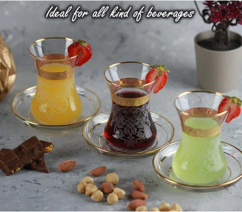 Miniatura 7 de Juego de 6 vasos de té turcos vintage para mujeres, cristalería, fiesta, estilo árabe, tazas de té marroquíes persas, para adultos, bandeja