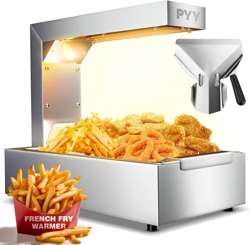 PYY Calentador de papas fritas - Lámpara de calor comercial para calentar alimentos Luz de calentamiento de 122°F Estación de descarga de papas