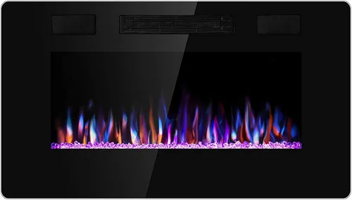 Antarctic Star - Chimenea eléctrica de 30 pulgadas para empotrar y colocar en la pared, calentador de chimenea y chimenea lineal con llama