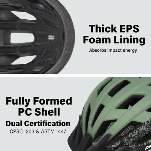 Miniatura 2 de Casco de bicicleta de carretera para adultos jóvenes, casco de bicicleta de montaña ajustable para hombres y mujeres con visera desmontable, 2 Verde