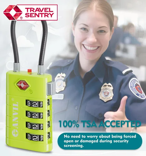 Miniatura 8 de ANVIL Candados de equipaje TSA de 4 esferas con alerta de búsqueda: núcleo TSA008 mejorado para máxima seguridad, ideal para equipaje, maleta