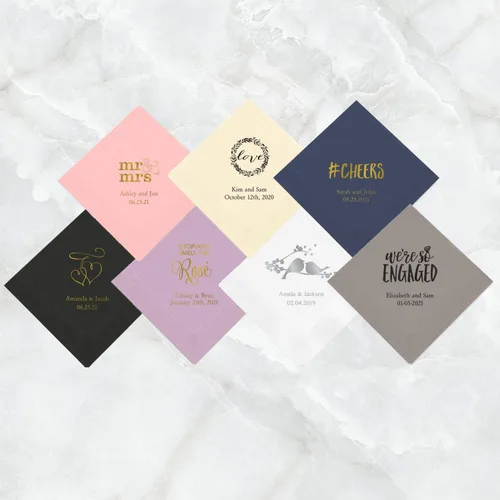 Miniatura 3 de Weddingstar - servilletas de papel impresas personalizables Negro