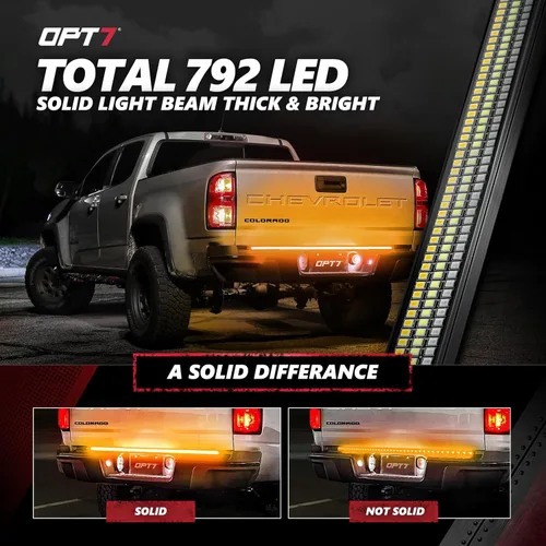 Miniatura 6 de OPT7 Paquete Plug'n'Play para GMC Sierra 1500 2019-2021 con portón trasero eléctrico – Barra de luz LED Redline de 48 pulgadas para portón trasero