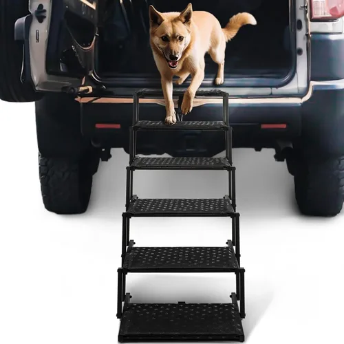 Escaleras para perros para automóvil: rampas plegables para perros grandes con superficie antideslizante, escalones portátiles para perros para Negro