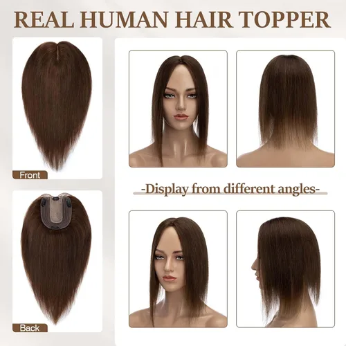 Miniatura 134 de Rich Choices Pelucas con topper de cabello para mujeres, cabello humano real 100% Remy, sin flequillo, para mujeres con adelgazamiento en la parte
