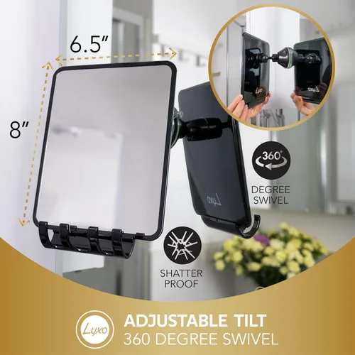 Miniatura 4 de Luxo Espejo de ducha, espejo de ducha sin niebla para afeitarse con un soporte extraíble para afeitar, espejo de afeitado para ducha con una potente