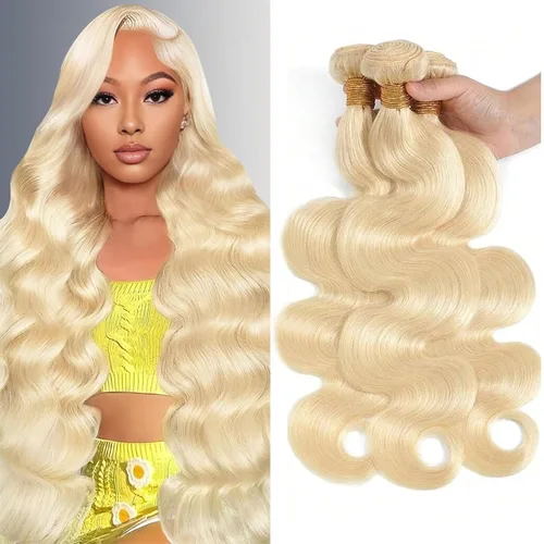 Miniatura 32 de Extensiones de cabello humano ondulado rubio 613 de 12 pulgadas, 100% sin procesar, grado 14A, cabello humano virgen brasileño sin procesar, 1