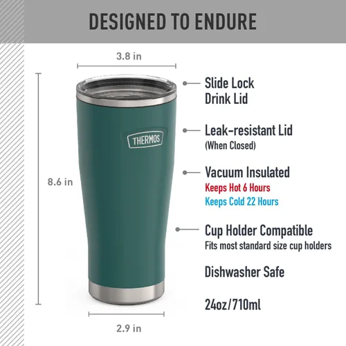 Miniatura 7 de THERMOS ICON SERIES, vaso de acero inoxidable con cierre deslizante, 18 onzas, carmesí