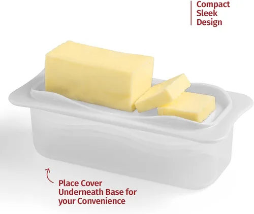 Miniatura 3 de Signoraware - Mantequillera con tapa, recipiente para mantequilla con tapa transparente para encimera, refrigerador, plástico duradero, Blanco