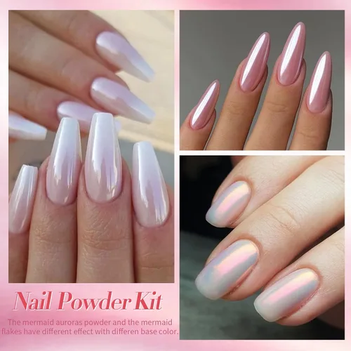 Miniatura 3 de Born Pretty Polvo de Purpurina para Uñas, Cromado Rosa, Espejo Metálico, Holográfico, Aurora, Pigmento en Polvo, Juego de Decoración de Uñas, 6