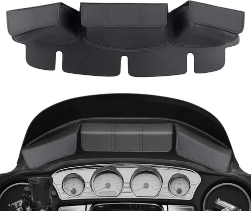Miniatura 5 de Bolsa para parabrisas con 3 bolsillos compatible con Harley Touring Electra Glide Street Glide FLHT FLHTC FLHX FLHTK 1996-2013