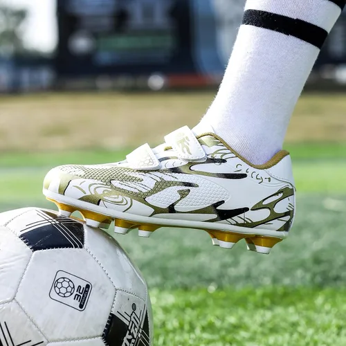 Miniatura 5 de ASOCO DREAM Zapatos de fútbol para niños y niñas, zapatos de fútbol para suelo firme, para jóvenes profesionales atléticos para exteriores e