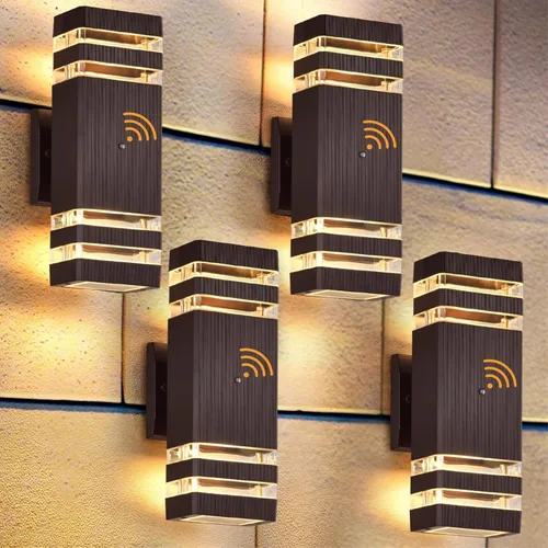 Miniatura 8 de DASTOR Lámpara de pared para exteriores del anochecer al amanecer, luz blanca cálida de 3000 K hacia arriba y hacia abajo, aplique de pared al aire