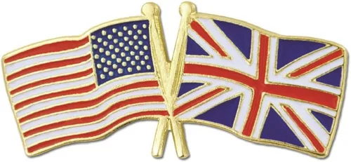 Miniatura 125 de PinMart Pin de solapa esmaltado con bandera de la amistad cruzada de Estados Unidos y el mundo