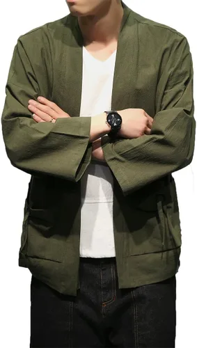 Miniatura 4 de Chaquetas tipo kimono con bordado de lino y mezcla de algodón para hombre