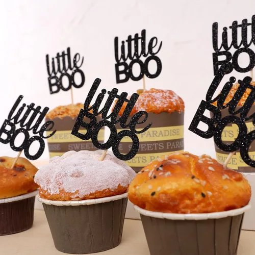 Miniatura 9 de 12 piezas hechas a mano para cupcakes Little Boo - Decoración de Halloween y otoño para baby shower (adornos para cupcakes Little Boo)