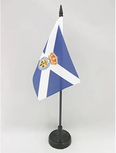 Miniatura 80 de Bandera de mesa de Andalucía 4'' x 6'' - Bandera de escritorio de la región española de Andalucía 5.9 x 3.9 in - Barra y base de plástico negro - AZ