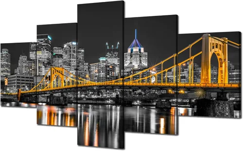 Miniatura 12 de Cawpom Louisiana Arte de Pared en Lienzo, 60x32 pulgadas, Impresión en Lienzo, Cuadros de Nueva Orleans Decoración de Pared, Puente Crescent City