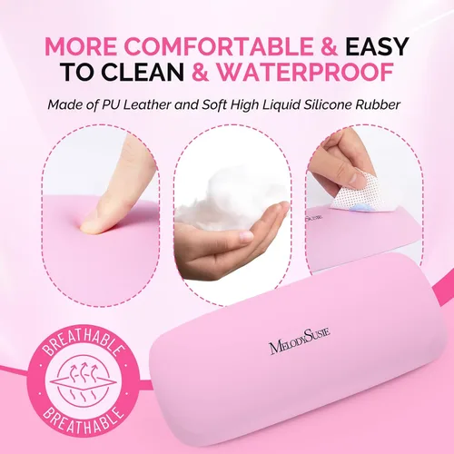 Miniatura 3 de MelodySusie Reposabrazos para uñas, cojín de cuero sintético suave, reposamanos portátil para arte de uñas de gel acrílico, fácil de limpiar