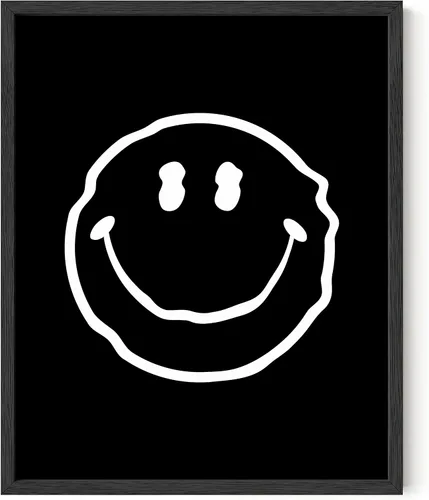Miniatura 24 de HAUS AND HUES Impresión artística de sonrisas ácidas negras - Individual - 12x16 Smileys negros