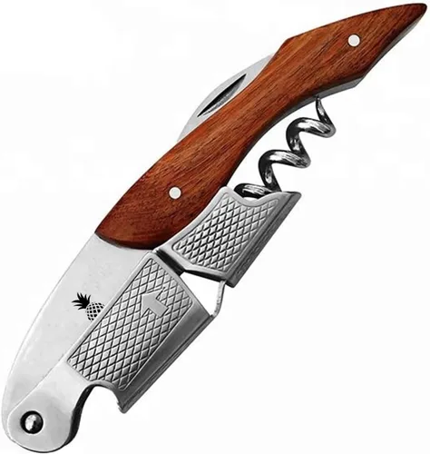 Miniatura 6 de Sacacorchos para abridor de vino – Llave profesional de doble bisagra para camareros con cortador de papel de aluminio y abridor de botellas