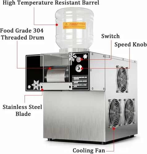 Miniatura 4 de Máquina trituradora de hielo comercial, Máquina de hielo de copo de nieve, Máquina de hielo continua, Trituradora de hielo de acero inoxidable