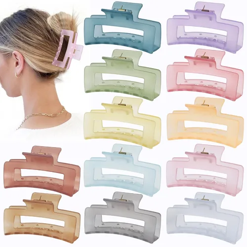 Miniatura 8 de Sisiaipu Accesorios Medianos para el Cabello de 3.5 Pulgadas - 12 Piezas Pinzas de Mandíbula Cuadradas para Cabello Grueso y Fino, Pinzas Básico