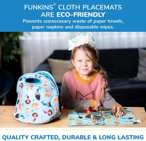 Miniatura 7 de Funkins - Manteles individuales de tela reutilizables para niños y loncheras, reutilizables, ecológicos, 15 x 13 pulgadas, 2 capas, gruesos