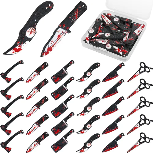 30 dijes de cuchillos falsos, colgante de Halloween, mini cuchillos falsos de plástico para mujeres, fabricación de joyas, manualidades, dijes de