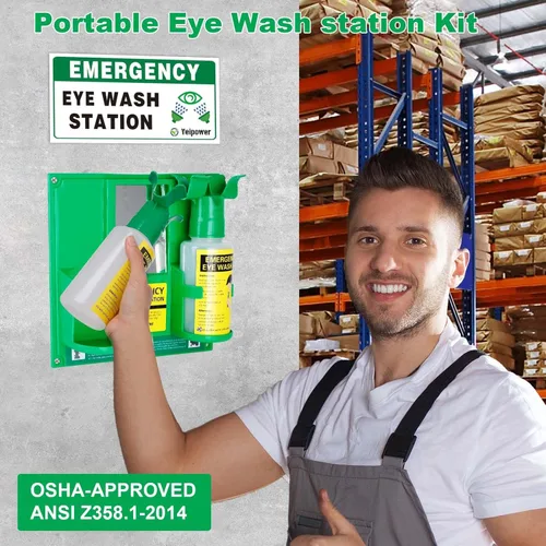 Miniatura 2 de Estación Portátil de Lavado de Ojos Aprobada por OSHA - Kit de Botellas de Lavado de Ojos de Emergencia Mejorado Limpia Ambos Ojos Simultáneamente