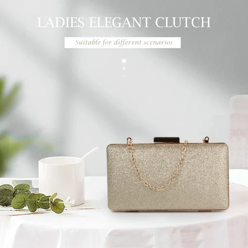 Miniatura 5 de Emprier Bolso de noche vintage para mujer, con purpurina, para novia, graduación, boda, fiesta, sobre, bolso de hombro