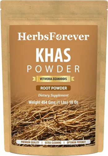 Herbsforever Khas Powder - Vetiveria Zizanioides - Fuente de vitaminas, proteínas, minerales y fibra dietética - Sin OMG, orgánico, vegano - 454 GMS