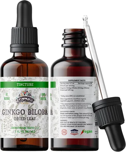 Miniatura 6 de Tintura de ginkgo biloba extracto orgánico de ginkgo biloba (Ginkgo Biloba) Suplemento de hierbas de hojas secas de 2 onzas