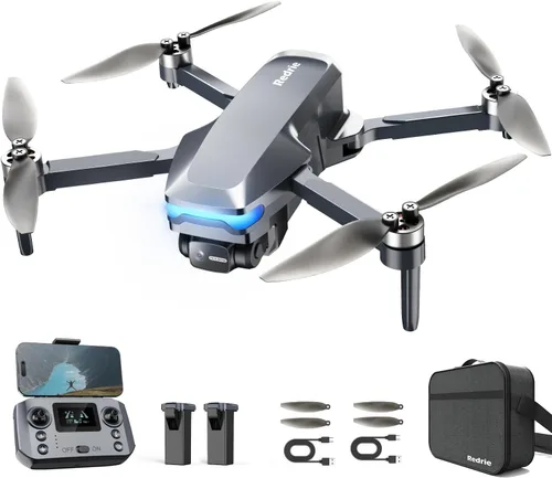 Drones GPS con cámara para adultos 4K, menos de 8.78 oz, 45 minutos de vuelo, motor sin escobillas, luz, seguimiento automático, toque volar y volar
