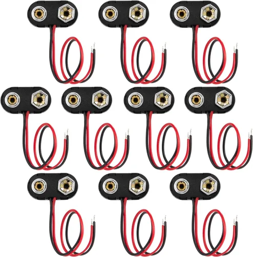 Miniatura 6 de CHANZON UL Wires 9 V Conector de batería Arduino Power Clip de cuero con centro positivo 0.083 in x 0.217 in Macho 5 Pack Jack T-Type para Arduino