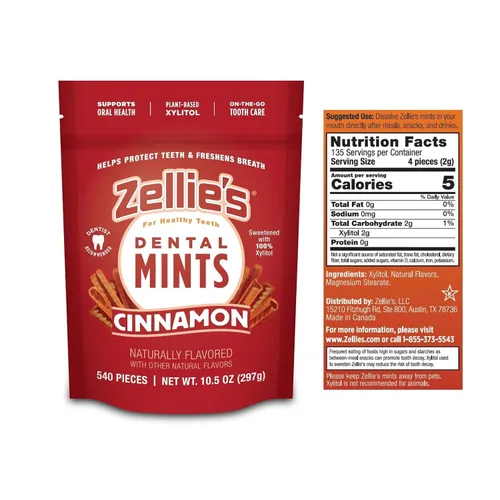 Miniatura 2 de Zellies Mentas para el aliento de canela 100% xilitol Sin aspartame, sin gluten, veganas y kosher (540 unidades (paquete de 1))