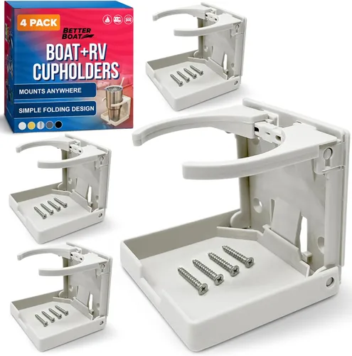 Miniatura 11 de Portavasos para barco, juego de 4 soportes plegables para bebidas, montaje en pared para lancha, caravana y autocaravana, grado marino, color gris