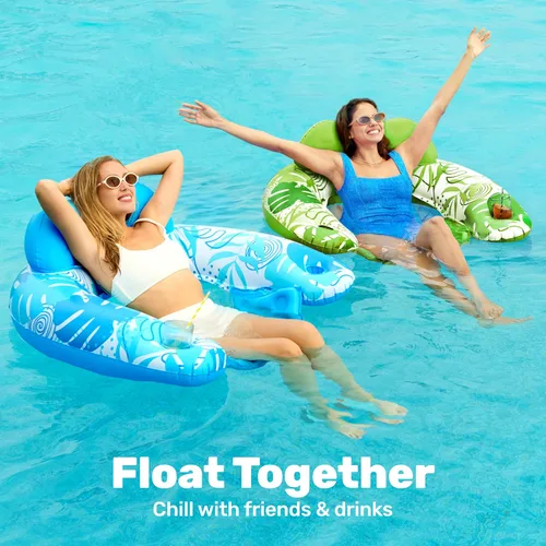 Miniatura 3 de SLOOSH Inflatable Pool Floats Adult,2 Pack Pool Chairs with Cup Holders,X-Large Blow up Floats Chair,Hammock Noodle Mat for Relaxing Summer Water