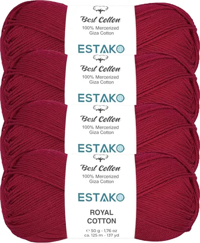 Miniatura 42 de Estako Algodón Royal, 100% hilo de algodón giza mercerizado, suave, súper fino 1 para ganchillo y tejer, 1.76 onzas (50g) / 137 yardas (125m)