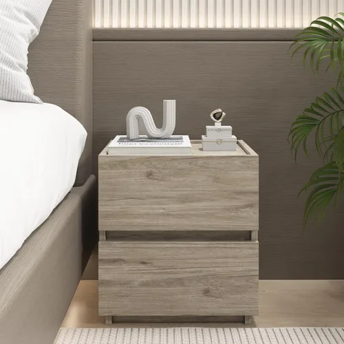 Miniatura 2 de furtble Cómoda apilable de 2 cajones, cubo de almacenamiento multiusos para dormitorio, armario de almacenamiento de estilo rústico para entrada