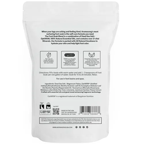 Miniatura 7 de Aromasong Remojar pies de árbol de té con sal del mar muerto y copos de magnesio – Sales refrescantes de baño de pies para relajación, control