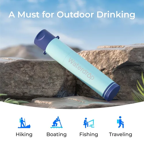 Miniatura 8 de Waterdrop Paja de filtro de agua por gravedad, sistema de filtración de agua para campamento, purificador de agua de supervivencia para viajes