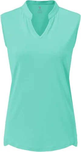 Miniatura 2 de BASUDAM Polo de golf sin mangas para mujer, cuello en V, sin cuello, camisetas de tenis para correr, secado rápido