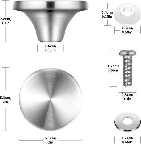 Miniatura 2 de Hotop 4 Juegos de Pomos para Horno Holandés de Acero Inoxidable, Pomo de Repuesto, Mango de Tapa de Olla Compatible con Le Creuset, Aldi, Lodge
