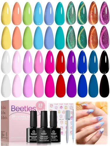 Miniatura 9 de Beetles - Juego de esmaltes de uñas de gel, 20 colores, colección Cozy Campfire Shade, juego de esmaltes de gel naranja, amarillo, verde, marrón